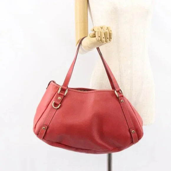 GUCCI Tote Bag Leather Red Gold 130736 Auth 148617